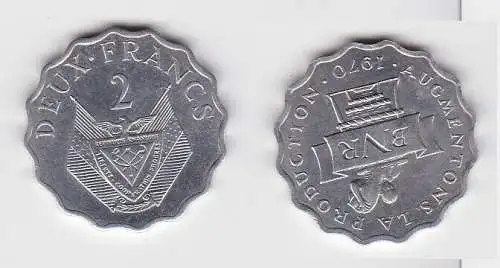 2 Francs Aluminium Münze Ruanda 1970 (130064)