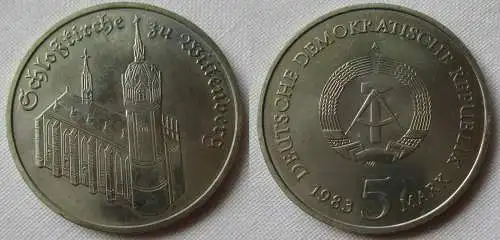 DDR Gedenk Münze 5 Mark Schloßkirche zu Wittenberg 1983 Stempelglanz (144353)