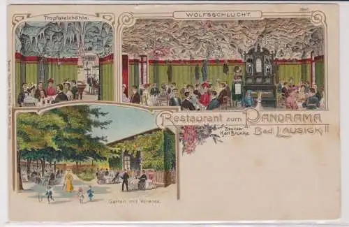 44551 Ak Lithographie Bad Lausick Restaurant zum Panorama um 1900