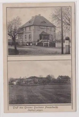 99194 Feldpost Ak Gruß aus Gerums Gasthaus Preuschwitz 1915