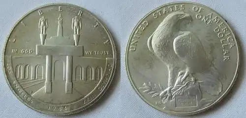 1 Dollar Silber Olympia 1984 in Los Angeles Stadion Weißkopfseeadler P (116739)