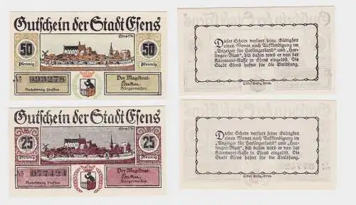 25 & 50 Pfennig Banknoten Notgeld Stadt Esens um 1920 (116889)