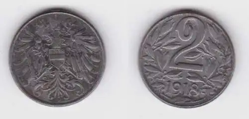 2 Heller Eisen Münze Österreich 1918 (133225)