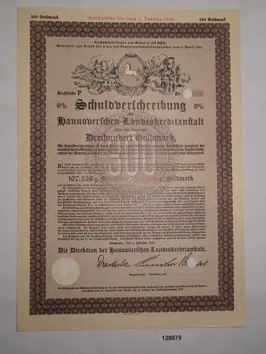 300 Goldmark Schuldverschreibung Hannoverschen Landeskreditanstalt 1927 (128879)