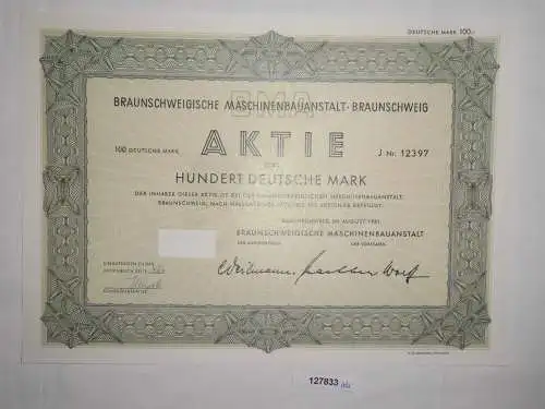 100 Mark Aktie Braunschweigische Maschinenbauanstalt August 1961 (127833)