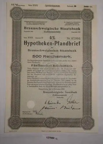 500 RM Pfandbrief Braunschweigische Staatsbank (Leihhausanstalt) 1940 (127680)