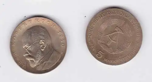 DDR Gedenk Münze 5 Mark Robert Koch 1968 Stempelglanz (128343)