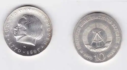 DDR Gedenk Silber Münze 10 Mark Ludwig van Beethoven 1970 Stempelglanz (128356)