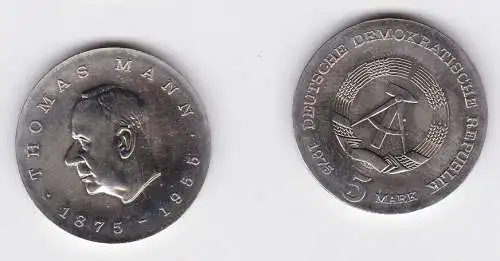 DDR Gedenk Münze 5 Mark Thomas Mann 1975 Stempelglanz (128497)