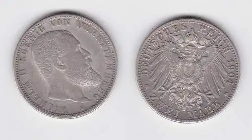 2 Mark Silbermünze Württemberg König Wilhelm II 1904 Jäger 174  (144118)