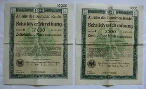 10000, 2000 Mark Aktie Schuldverschreibung deutsches Reich Berlin 1922 (124202)