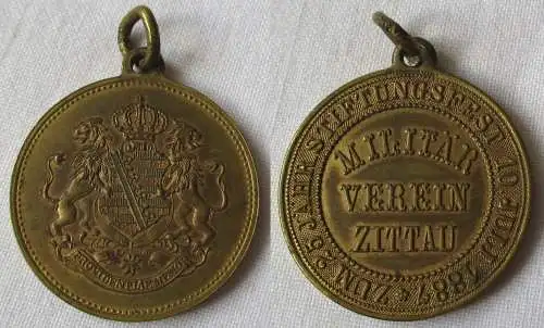 Seltene Medaille 25jähr. Stiftungsfest Militär VereinZittau 1887 (148332)