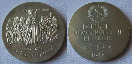 DDR Gedenk Münze 10 Mark Richard Wagner 1983 Silber Stempelglanz (145176)