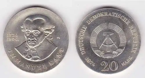 DDR Gedenk Münze 20 Mark Immanuel Kant 1974 Stempelglanz (140135)