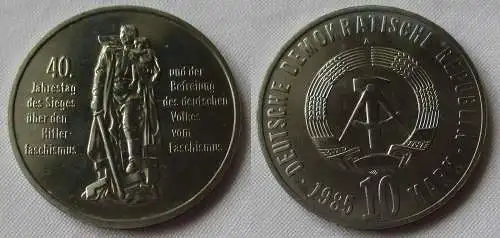 DDR Gedenk Münze 10 Mark 40.Jahre Kriegsende 1985 Stempelglanz (157118)