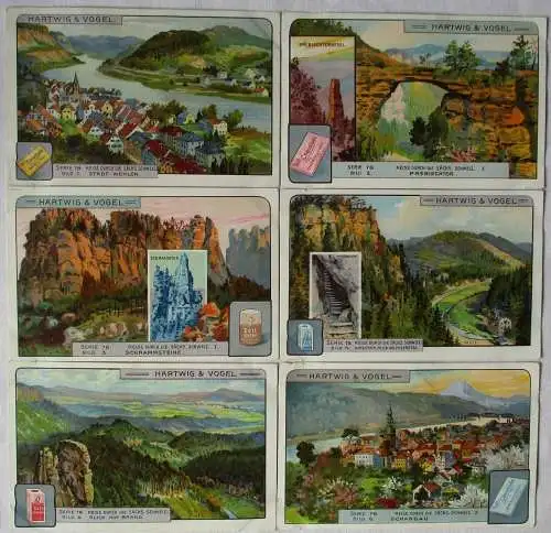 Hartwig & Vogel Kaufmannsbilder "Sächs. Schweiz I" Serie 78 komplett (7/137985)