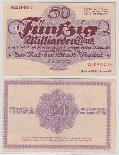 50 Milliarden Mark Banknote Inflation Rat der Stadt Freital 30.10.1923 (164662)