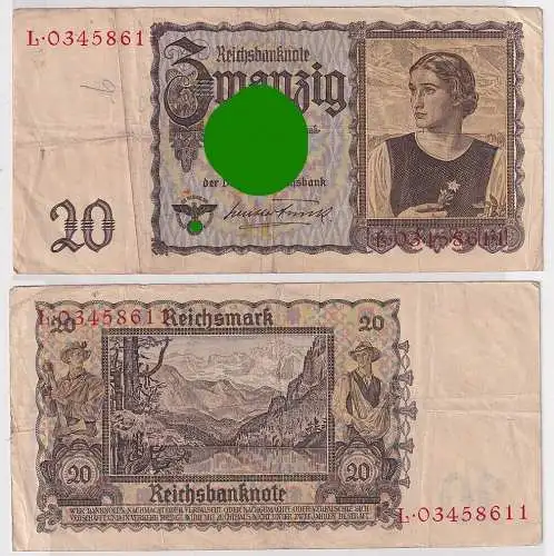 20 Mark Banknoten Deutsches Reich 16.6.1939 Ro.Nr.178 Tiroler Schein (129331)