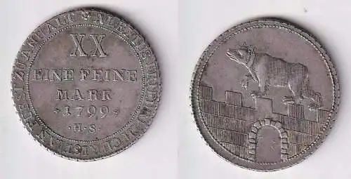 1 /2 Taler Silber Münze Anhalt Bernburg 1799 H.S. f.vz (168247)