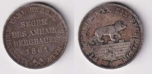 1 Ausbeutetaler Silber Münze Anhalt Bernburg 1861 A vz (168324)