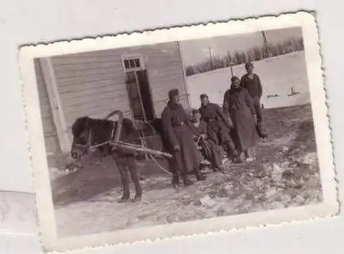 44486 Foto Winter Pferdeschlitten Russland 2. Weltkrieg