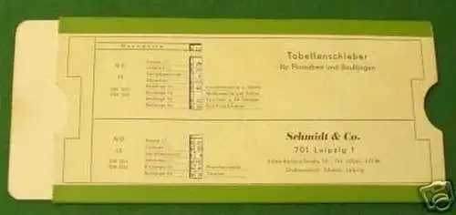 Werbegeschenk Schmidt & Co Leipzig Tabellenschieber Bau