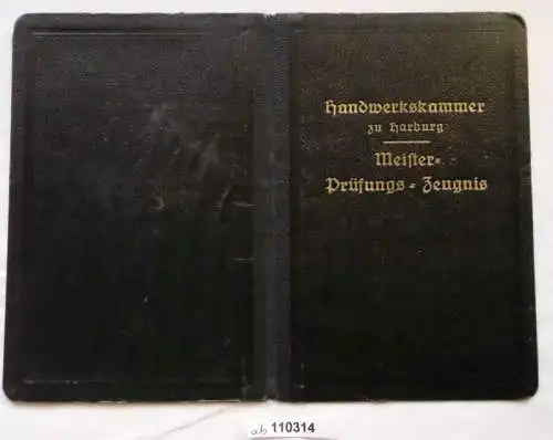 Meister-Prüfungs-Zeugnis Zimmerer Handwerkskammer Harburg 1926 (110314)