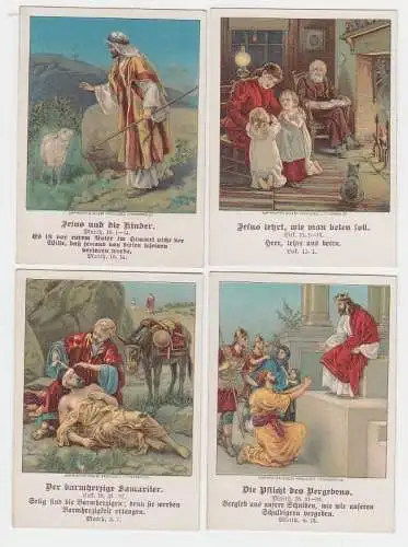 4 Sammelbilder "Kleine Lehrbilder aus der Bibel" 1906 (109778)