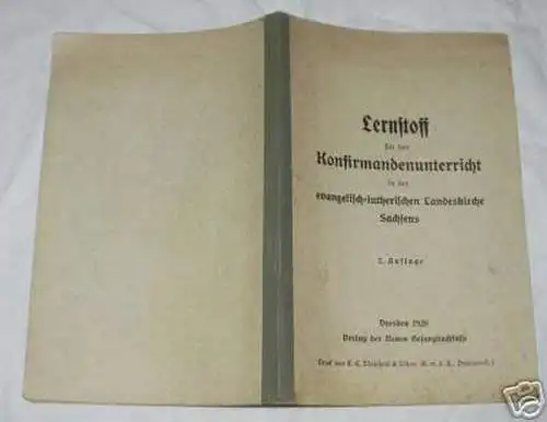 Heft "Lernstoff Konfirmandenunterricht" Sachsen 1928