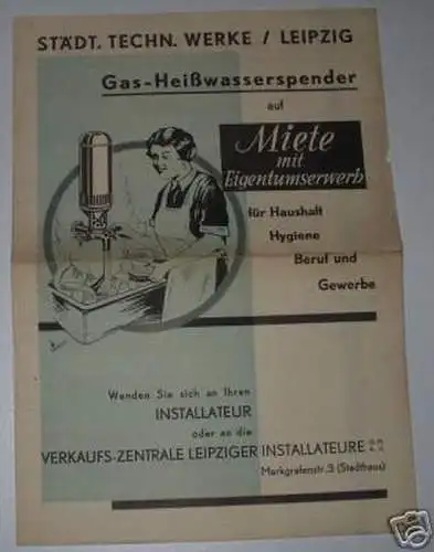 Werbeflyer Werbung Städt.Techn.Werke Leipzig um 1930