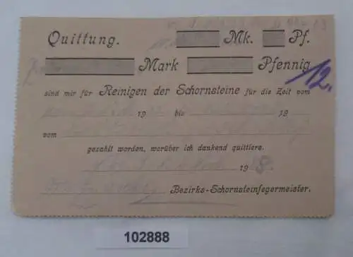 Quittung des Schornsteinfegers in der Gemeinde Poley Kreis Bernburg 1929