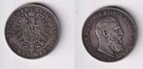 2 Mark Silbermünze Preussen Kaiser Friedrich 1888 Jäger 98  (168375)