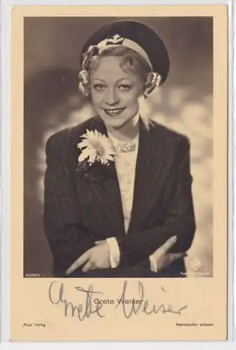 84143 Autograph Karte Deutsche Schauspielerin Grete Weiser um 1939