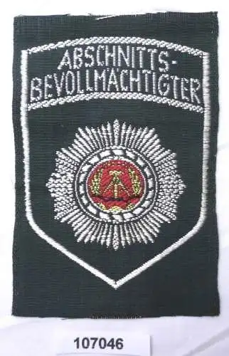 Seltener DDR Aufnäher ABV Abschnittsbevollmächtigter VP Polizei um 1980