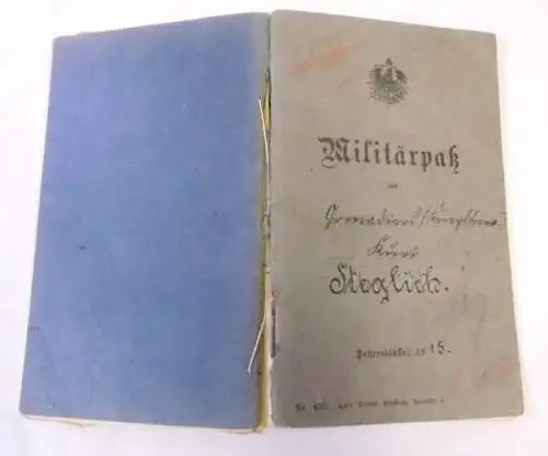 alter Militärpass Pirna 2. Ers.-Batl. Gren.-Landw.-Regt.108 um 1915