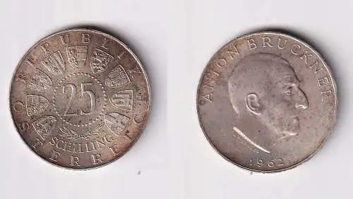 25 Schilling Silber Münze Anton Bruckner 1962 ss+ (168332)