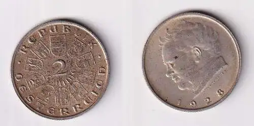 2 Schilling Silber Münze Österreich Schubert 1928 (168330)