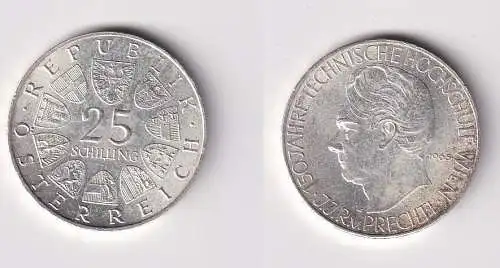 25 Schilling Silber Münze Österreich 150 Jahre Technische Uni Wien 1965 (144426)