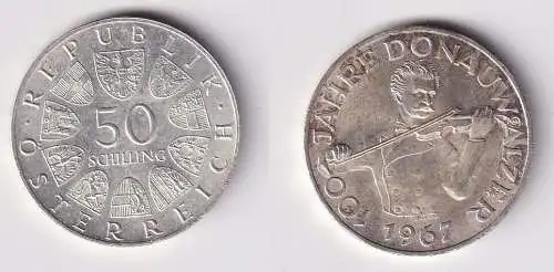 50 Schilling Silber Münze Österreich 100 Jahre Donauwalzer 1967 (146158)