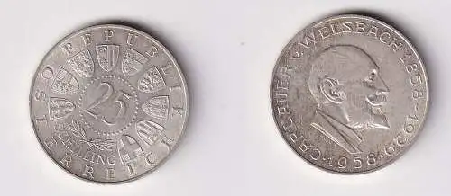 25 Schilling Silber Münze Österreich Carl Auer von Welsbach 1958 (159193)