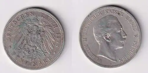 5 Mark Silbermünze Preussen Wilhelm II 1908 A Jäger 104  (146304)