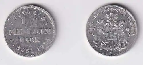 Aluminium Not Münze 1/2 Million Mark Freie & Hansestadt Hamburg 1923 J (151753)