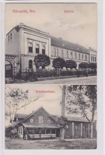 94146 Mehrbild Ak Bärwalde Neumark Schule und Schützenhaus 1908