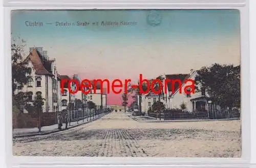 81344 Ak Cüstrin Kostrzyn nad Odra Detlefsen Straße mit Artillerie Kaserne 1920