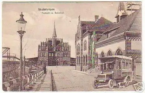 08664 Ak Skalmierzyce Postamt und Bahnhof 1915