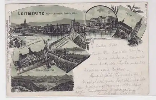 98537 Ak Lithographie Leitmeritz Salzamt, Dom, Elbschlossbrauerei 1900