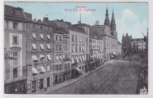 93120 Feldpost Ak Liegnitz kleiner Ring mit Stadttheater 1915