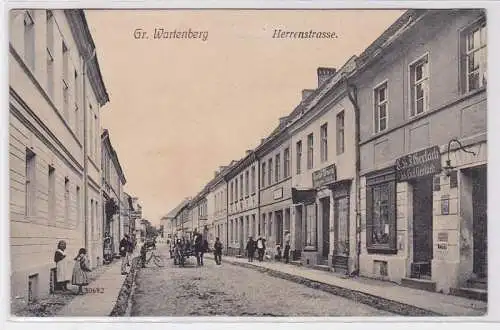 87399 Ak Groß Wartenberg Syców Herrenstrasse mit Geschäften 1911