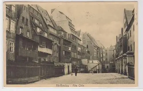 82184 AK Alt-Breslau / Wroclaw - Alte Ohle, Straßenansicht mit Häuserfront 1912