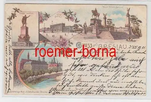 74318 Ak Lithografie Gruss aus Breslau Oberlandesgericht usw. 1901